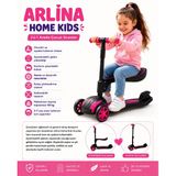 Combo Oturaklı 3 Tekerlekli Katlanabilir Led Işıklı Scooter Pembe