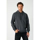 Comeor Erkek Antrasit Basic Kapüşonlu Regular Fit Normal Kesim 2 Iplik Kumaş Günlük Sweatshirt