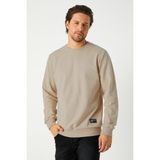 Comeor Erkek Bej Basic Bisiklet Yaka Regular Fit Normal Kesim 2 Iplik Sweatshirt