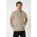 Comeor Erkek Bej Basic Kapüşonlu Regular Fit Normal Kesim 2 Iplik Kumaş Günlük Sweatshirt