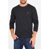 Comeor Erkek Bisiklet Yaka Göğüs Nakış Detaylı Siyah Sweatshirt