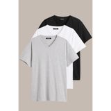 COMEOR Erkek Çok Renkli %100 Pamuk T- Shirt Regular Fit Rahat Kesim V Yaka 3'lü Basic Tişört Paketi