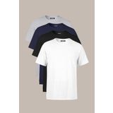 COMEOR Erkek Çok Renkli T- Shirt Regular Fit Rahat Kesim Bisiklet Yaka 4'lü Basic Tişört Paketi CMREO35-4