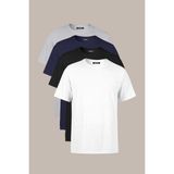 Comeor Erkek Çok Renkli T- Shirt Regular Fit Rahat Kesim Bisiklet Yaka 4'lü Basic Tişört Paketi