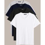 Comeor Erkek Çok Renkli T- Shirt Regular Fit Rahat Kesim V Yaka 4'lü Basic Tişört Paketi CMREOV36-4