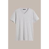 Comeor Erkek Gri %100 Pamuk Basıc Regular Fit Pamuklu Kısa Kollu V Yaka T-shirt
