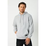 Comeor Erkek Gri Basic Kapüşonlu Regular Fit Normal Kesim 2 Iplik Kumaş Günlük Sweatshirt CMRE49