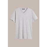 COMEOR Erkek Gri Basıc Regular Fit Pamuklu Kısa Kollu V Yaka T-shirt