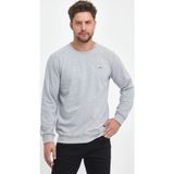 COMEOR Erkek Gri Bisiklet Yaka Nakış Detaylı Regular Fit Sweatshirt