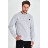 COMEOR Erkek Gri Çift Bisiklet Yaka Baskı Detaylı Standart Rahat Kesim Sweatshirt