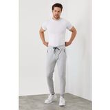 COMEOR Erkek Gri Slim Fit Jogger Cep Nakış Fermuar Detaylı Eşofman Altı
