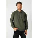 Comeor Erkek Haki Basic Kapüşonlu Regular Fit Normal Kesim 2 Iplik Kumaş Günlük Sweatshirt