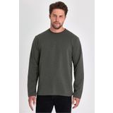 COMEOR Erkek Haki Çift Bisiklet Yaka Standart Rahat Kesim Sweatshirt