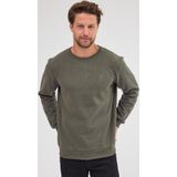 COMEOR Erkek Haki Standart Fit Normal Kesim Pamuklu Basic Bisiklet Yaka Sweatshirt