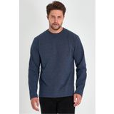 COMEOR Erkek İndigo Çift Bisiklet Yaka Standart Rahat Kesim Sweatshirt