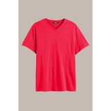 Comeor Erkek Kırmızı %100 Pamuk Basıc Regular Fit Pamuklu Kısa Kollu V Yaka T-shirt