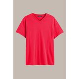COMEOR Erkek Kırmızı Basıc Regular Fit Pamuklu Kısa Kollu V Yaka T-shirt