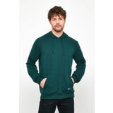 Comeor Erkek Koyu Yeşil Basic Kapüşonlu Regular Fit Normal Kesim 2 Iplik Kumaş Günlük Sweatshirt