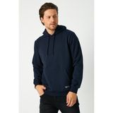 COMEOR Erkek Lacivert Basic Kapüşonlu Regular Fit Normal Kesim 2 İplik Kumaş Günlük Sweatshirt