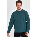 COMEOR Erkek Petrol Çift Bisiklet Yaka Standart Rahat Kesim Sweatshirt