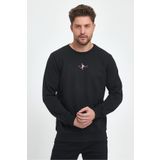 COMEOR Erkek Siyah Bisiklet Yaka Nakış Detaylı Regular Fit Sweatshirt