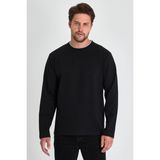 Comeor Erkek Siyah Çift Bisiklet Yaka Standart Rahat Kesim Sweatshirt