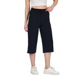 Comeor Kadın 3/4 Eşofman, Spor Pantolonu, Kapri Pantolon, Kısa Kadın Capri Şortu, Bermuda Eğitim Pantolonu (Siyah, XS)
