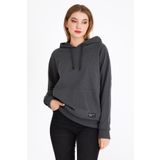 COMEOR Kadın Antrasit Basic Kapüşonlu Regular Fit Rahat Sweatshirt