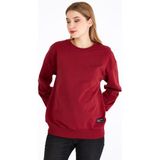 Comeor Kadın Bordo Basic Bisiklet Yaka Regular Fit Rahat Sweatshirt