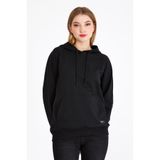 COMEOR Kadın Siyah Basic Kapüşonlu Regular Fit Rahat Sweatshirt