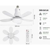 Comerciante Pervaneli LED Lamba Fan – Kumandalı Tavan Vantilatörü, Ampul Tipi Soğutucu Işık, 3 Kademeli Fan + LED Aydınlatma