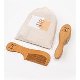 Comes Cosmetic 2'li Set Doğal Keçi Kılı Bebek Saç Fırçası ve Ahşap Tarak Kahverengi