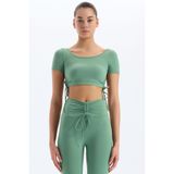 Comeup Bağcıklı Yanlardan Büzgülü Crop Top (ÇAĞLA, L)