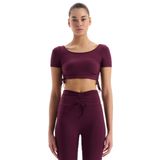Comeup Bağcıklı Yanlardan Büzgülü Crop Top (MÜRDÜM, L)