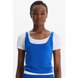 Comeup İçi Tişört Dışı Atlet Çift Katmanlı Kontrast Renkli Dikişsiz Spor Tişört (CANLI COBALT/BEYAZ, M)