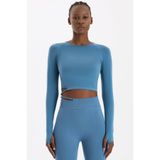 COMEUP Tokalı Parmak Geçmeli Crop Top Kozmoz Mavi