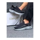 Comfort Ayakkabı Erkek Günlük Rahat Hafif Taban Slip-On Spor Ayakkabı Siyah Buz