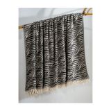 Comfort Craft 100% Pamuklu Koltuk Şalı TV Battaniyesi, Siyah Zebra 130x170 cm Yüksek Kaliteli Pamuklu Kumaş