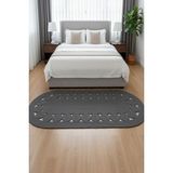 Comfort Craft Çiçek Desenli Jüt Polip Halı - Çift Taraflı Oval Kilim - Tüm Ölçüler - Antrasit - 100 x 150 cm
