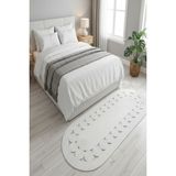 Comfort Craft Çiçek Desenli Jüt Polip Halı - Çift Taraflı Oval Kilim - Tüm Ölçüler - Beyaz - 80 x 120 cm