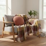Comfort Craft Çok Renkli Ekose Desenli Pamuklu Koltuk Örtüsü - Modern Armürlü Tv Battaniyesi - 130 x 170 cm