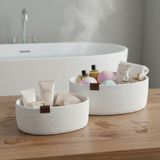 Comfort Craft Doğal Jüt 2'li Dekoratif Sepet Seti - Banyo ve Mutfak Düzenleyici - Çok Amaçlı Hasır Organizer - Beyaz