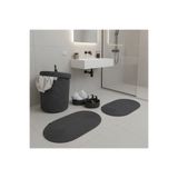 Comfort Craft Hasır / Jüt 5 Parça Antrasit Banyo Paspas Takımı | Kirli Sepeti | Oval Sepetler