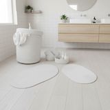 Comfort Craft Hasır / Jüt 5 Parça Beyaz Banyo Paspas Takımı | Kirli Sepeti | Oval Sepetler