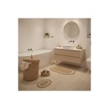 Comfort Craft Hasır / Jüt 5 Parça Beyaz Çizgili Banyo Paspas Takımı | Kirli Sepeti | Oval Sepetler