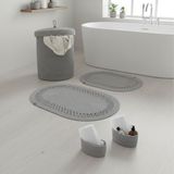 Comfort Craft Hasır / Jüt 5 Parça Gri Trikotlu Banyo Paspas Takımı | Kirli Sepeti | Oval Sepetler