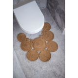 Comfort Craft Jüt Çift Taraflı Yıkanabilir Klozet Örtüsü - Geometrik Desenli Banyo Paspası (36X50 Cm) - Hasır Rengi