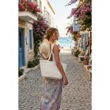 Comfort Craft Premium Bohem Plaj ve Günlük Çanta - 8 Renk Seçenekli Hasır Dokulu - Beyaz