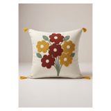 Comfort Craft Punch Nakışlı Buldan Bezi Çiçek Motifli Kırlent Kılıfı - 43x43 cm Dekoratif Kırlent