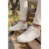 Comfort Elite Grek Desenli Krem Erkek Günlük Spor Ayakkabı